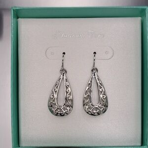 Elegant Platinum Tone Teardrop Earrings